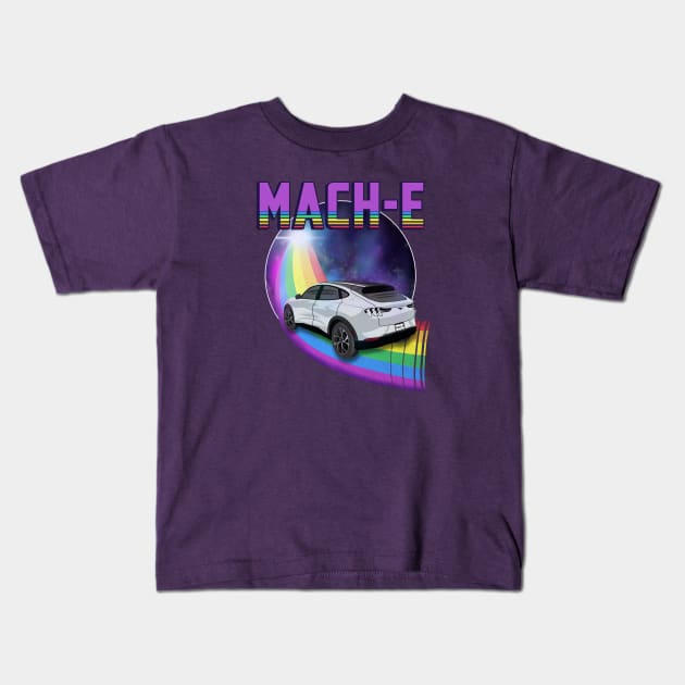 Mach-E Rides the Rainbow Galaxy in Space White Kids T-Shirt by zealology